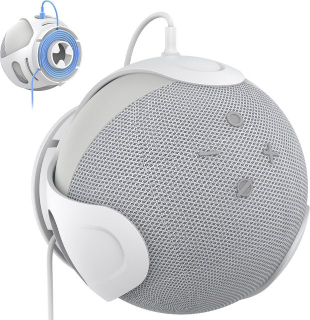APWIKOGER Bluetooth Lautsprecher Halterung aus Kunststoff mit Kabelmanagement für Amazon Echo Dot 5 und 4, Farbe: Weiß - Bild 1