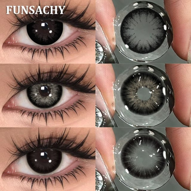 FUNSACHY Farbkontaktlinsen, Schwarz und Grau, 2 Stück - Bild 1