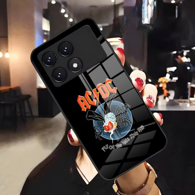 Flying Mosquito A-Ac Dc Handyhülle mit Glasabdeckung für Xiaomi 17 15 14 13 T Pro Ultra Redmi 15 14 Pro Plus 4G 5G in Schwarz - Bild 1