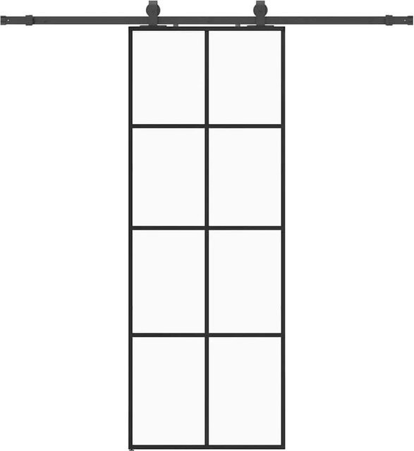vidaXL Schiebetür aus ESG-Glas in Schwarz mit Beschlag, Breite: 76 cm, Höhe: 205 cm - Bild 1
