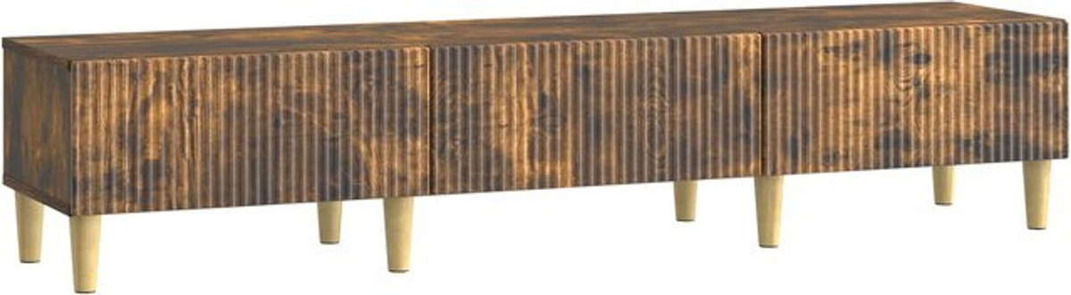 vidaXL TV-Schrank aus Holzwerkstoff in Geräucherte Eiche, Modernes Design mit Drehtüren, B/T/H: 147 x 34,5 x 30 cm - Bild 1