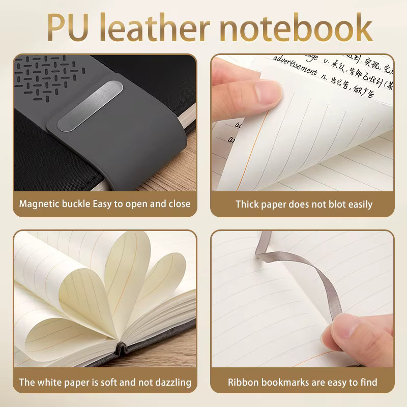 BAOKE T26 Business Geschenkset mit PU-Leder-Notizbuch und Metallstift in Schwarz und Grau - Bild 2