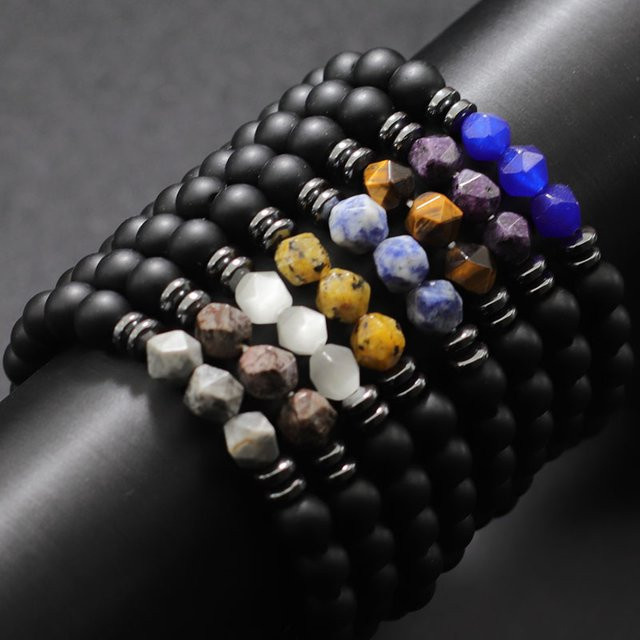 Noter Armband, Tigeraugen, Sodalith, Hämatit, 8mm, Herren - Bild 1
