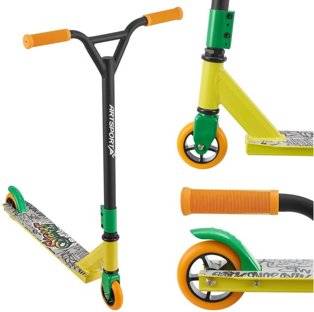 ArtSport Street Life Stunt Scooter Freestyle Schwarz Gelb ab 6 Jahren - Bild 1