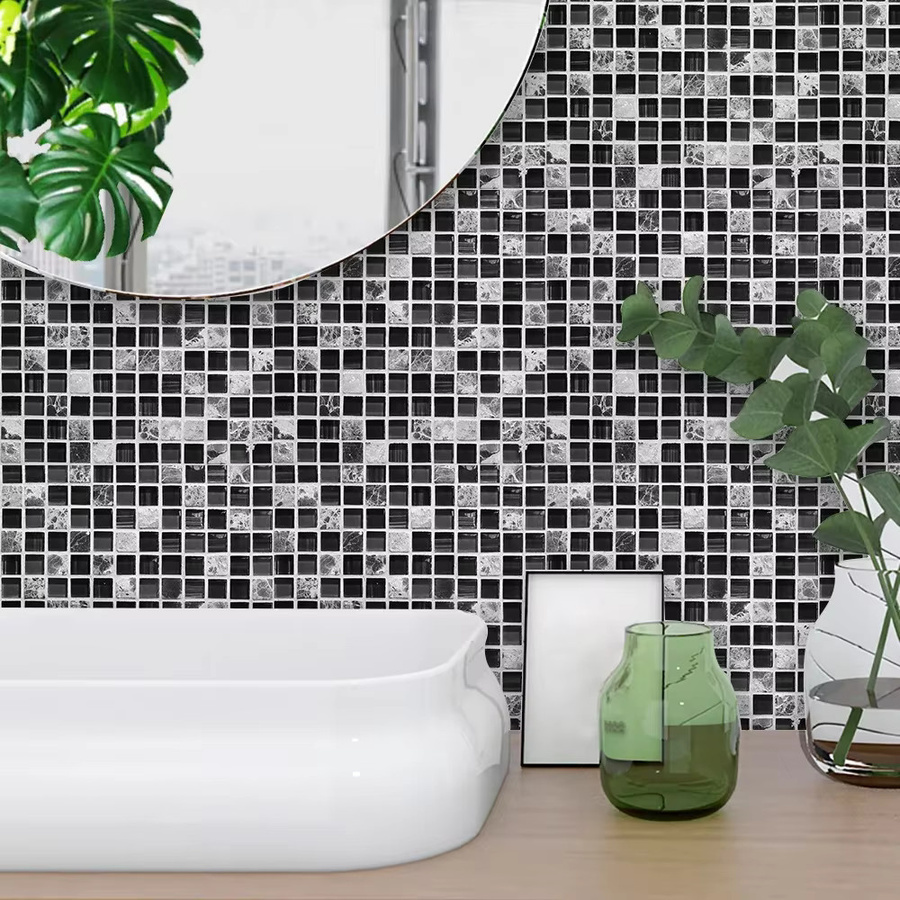 YanTin 10er Set Marmor Mosaik Fliesen aus PVC mit Klebefläche für Wand und Boden in Küche und Bad - Bild 3