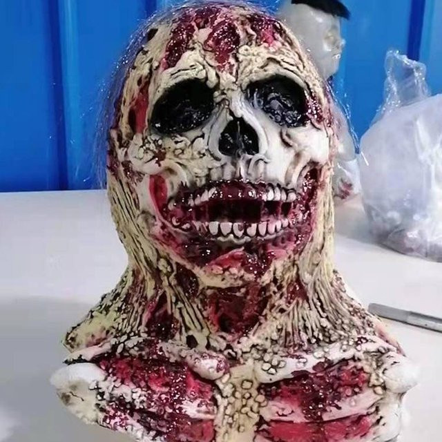 Halloween Room Escape Horror Spukhaus COS Zombie Kopfbedeckung, rot, One size - Bild 1