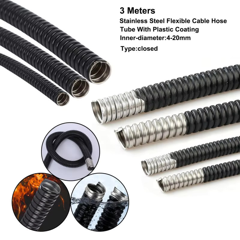 Flexibles Wellrohr aus Edelstahl 304 mit PVC-Beschichtung für den Kabelschutz, Schwarz, Länge: 3 m, Durchmesser: 4 mm bis 20 mm - Bild 6