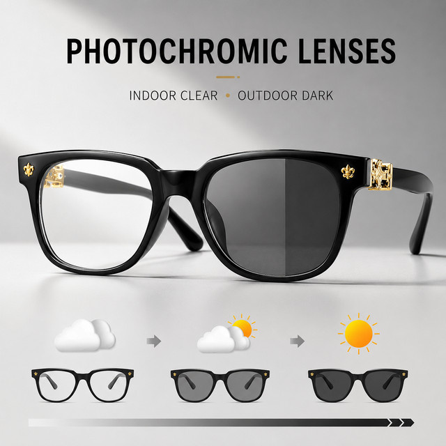 AWGSEE photochrome Sonnenbrille, quadratisch, Vollrand, Unisex, transparent, black - Bild 1