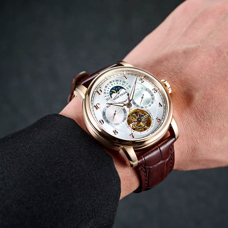Reef Tiger Armbanduhr Automatik, Roségold, Leder, Herren - Bild 4