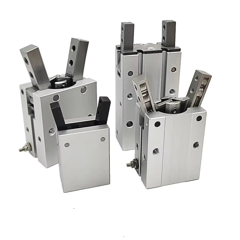 SMC HFY MHY2 doppeltwirkender pneumatischer Greifer Y-Typ 180 Grad abgewinkelt aus Aluminium in Silber mit Bohrung 10–25 mm - Bild 1
