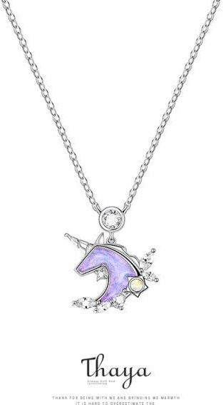 Thaya Design Halskette Einhorn, 925 Silber, Zirkonia, Damen - Bild 1