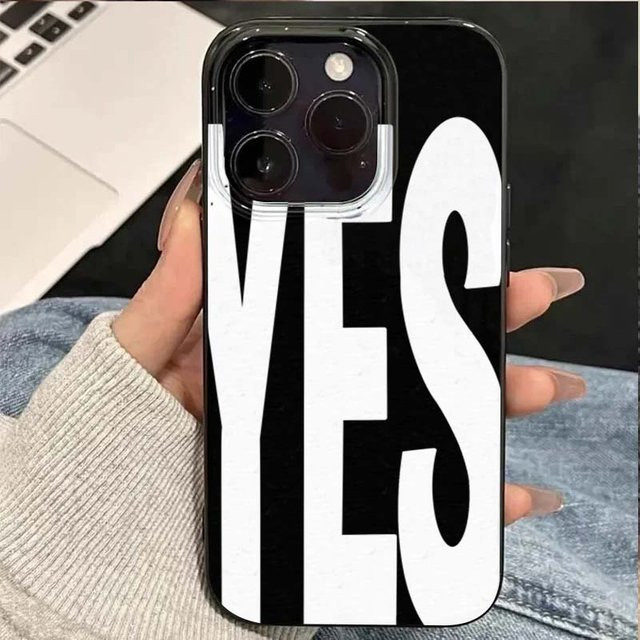 Personalisierte Kunst-Handyhülle mit Schwarz-weißen Buchstaben NEIN und JA für iPhone 11 bis iPhone 17 Pro Max, weiche Abdeckung, Schwarz-Weiß - Bild 1