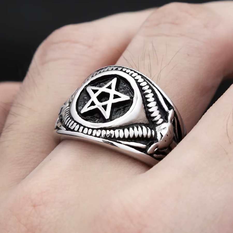 owlucky Ring Edelstahl, Vintage, Silber, Unisex - Bild 2