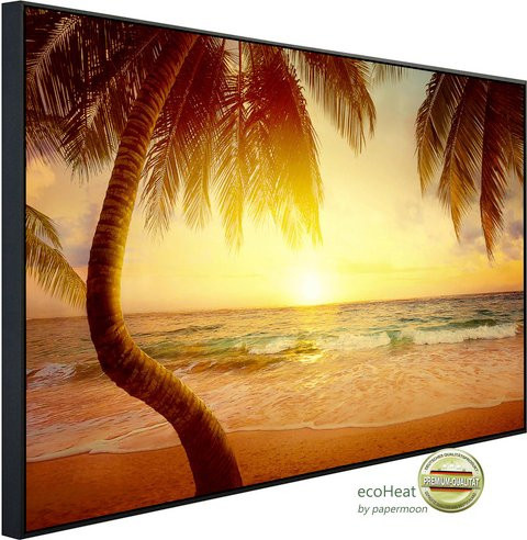 papermoon EcoHeat Infrarotheizung Tropischer Strand Sonnenaufgang mit Matt-Effekt in Bunt, 1200 Watt, App-Steuerung und Überhitzungsschutz - Bild 1