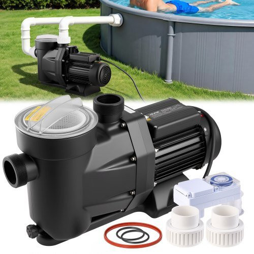 VEVOR Poolpumpe 1300 W mit 28.800 L/H Fördermenge, einstufige Schwimmbadpumpe mit 24-Stunden-Timer und Filterkorb für Aufstell- und Einbaupools sowie Spas - Bild 1
