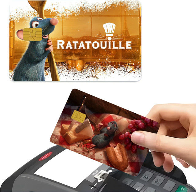 Wasserfeste Aufkleber Set mit Ratatouille Motiv für Bankkarten und Buspässe in Multicolor, rechteckig - Bild 1