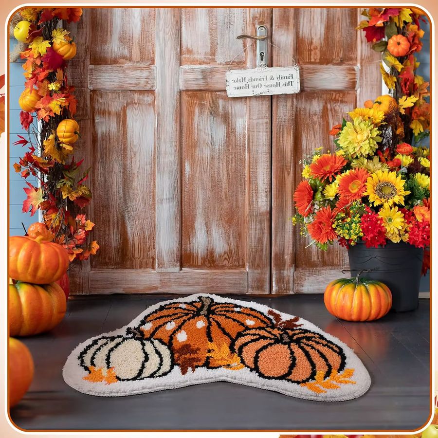 VIKAMA Herbst-Kürbis Fußmatte für Badezimmer, Wohnzimmer, Schlafzimmer und Küche, weich und waschbar, ideale Dekoration für Thanksgiving - Bild 5
