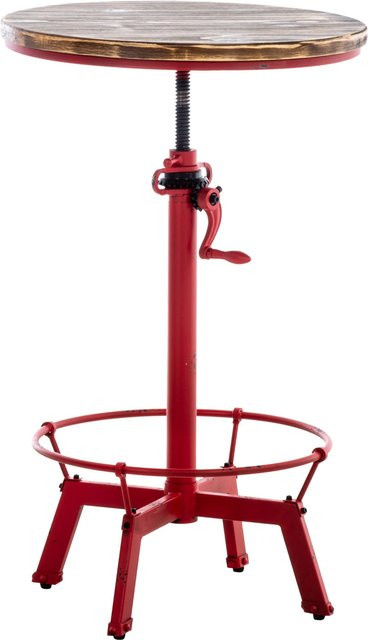 TPFLiving Stehtisch Mali aus Kiefernholz in Rot und Braun, runder höhenverstellbarer Stehtisch im Industrial Design - Bild 1
