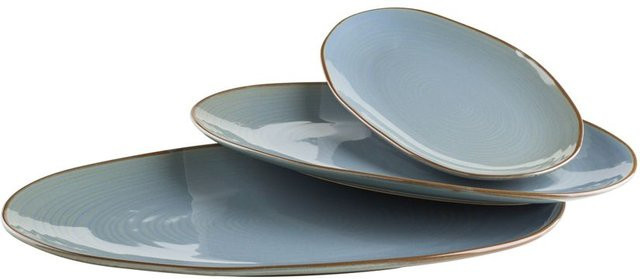 Mäser Nottingham Servierplatten-Set aus Keramik, 3-teilig, Blau - Bild 1