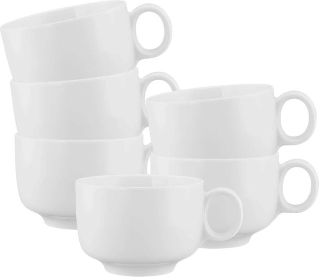 Seltmann Weiden Milchkaffeetassen Sento Home mit Henkel, Weiß, 6er Set, 350 ml pro Tasse - Bild 1