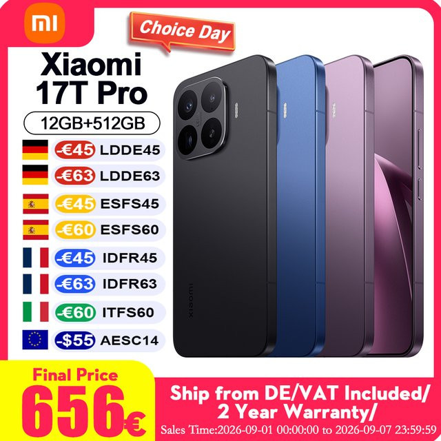 Xiaomi 17T Pro Smartphone mit Leica 5X Telelinse, 6.83 Zoll AMOLED Display und 7000mAh Silicium-Carbon Batterie, HyperOS, Schwarz/Mehrfarbig - Bild 1