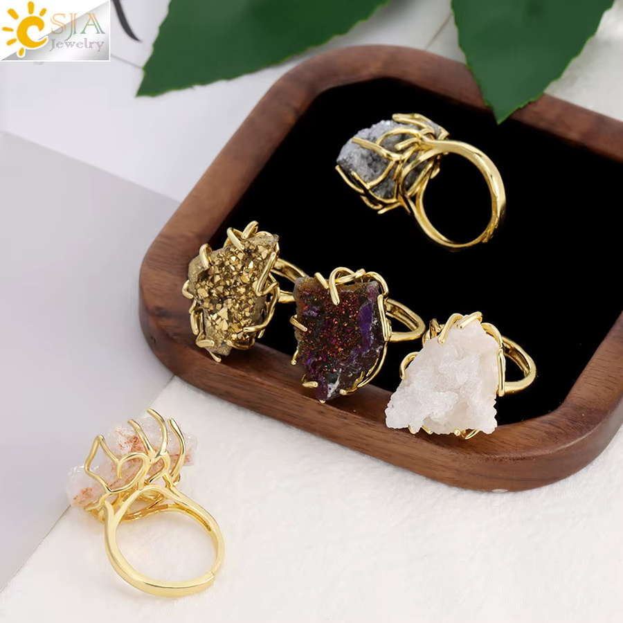 CSJA Jewelry Ring, Kristall, Gold, Regenbogen Weiß, Unisex - Bild 4