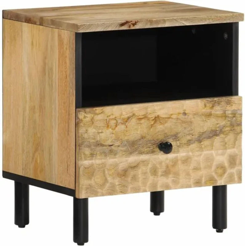 Nachttisch aus Massivholz Mango in Natur Braun von Vidaxl im Industrial Design B/T/H: 40 x 33 x 46 cm - Bild 1