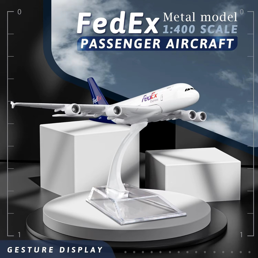 ZOCO A380 Flugzeug Modell, Fedex Airlines, Metall, 1:400 Skala - Bild 3