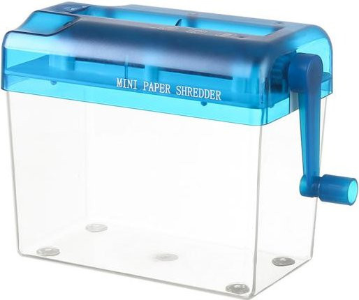 Manueller Mini-Aktenvernichter LOMEII Electronic für A4, tragbarer Papierschredder in Blau mit transparentem Design - Bild 1