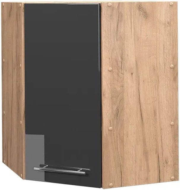 Vicco Eckhängeschrank Fame-Line Küchenschrank in Eiche und Anthrazit Hochglanz mit Softclose-Scharnieren, Breite: 57 cm, Höhe: 72 cm, Tiefe: 52 cm - Bild 2