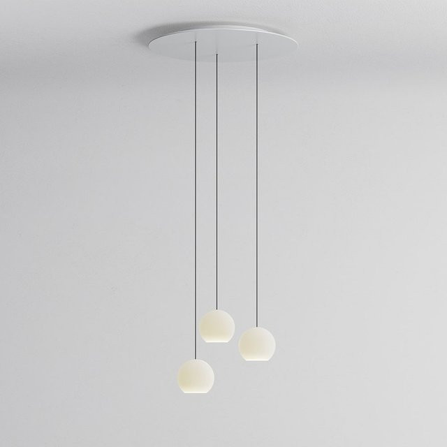 KOMOT KOS Trio S LED-Pendelleuchte rund mit mundgeblasenem Opalglas in Weiß und Schwarz, Tunable White 2200K - 4200K, Durchmesser: 60 cm - Bild 1