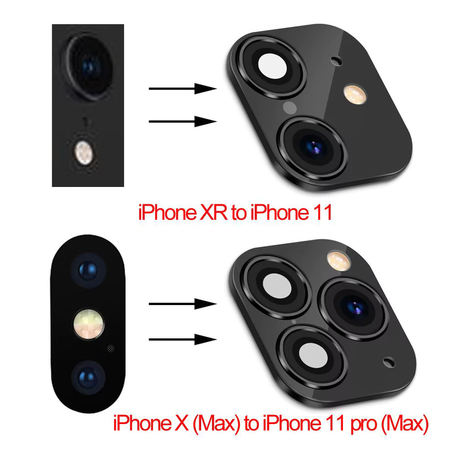 Displayschutzfolie und Fake-Kameraobjektiv-Aufkleber Set für Apple iPhone XR, iPhone X und iPhone 11 Pro Max in Schwarz - Bild 3