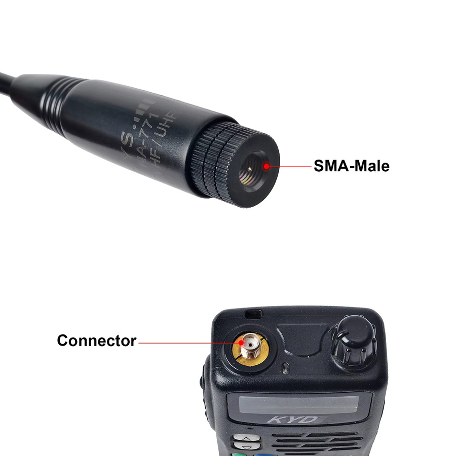 Hys SMA-männlich VHF/UHF 144/430MHz Dual Band Peitschenantenne flexible Antenne in Schwarz für Yaesu VX-1R VX-2R und Baofeng BF-UV3R Walkie Talkie - Bild 3
