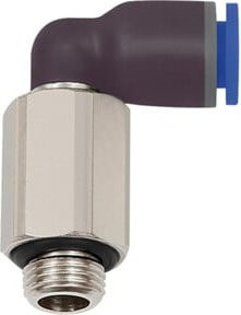 Riegler L-Steckverschraubung Blaue Serie lang, drehbar, G 3/8 a., Durchmesser 8mm, Blau/Silber - Bild 1