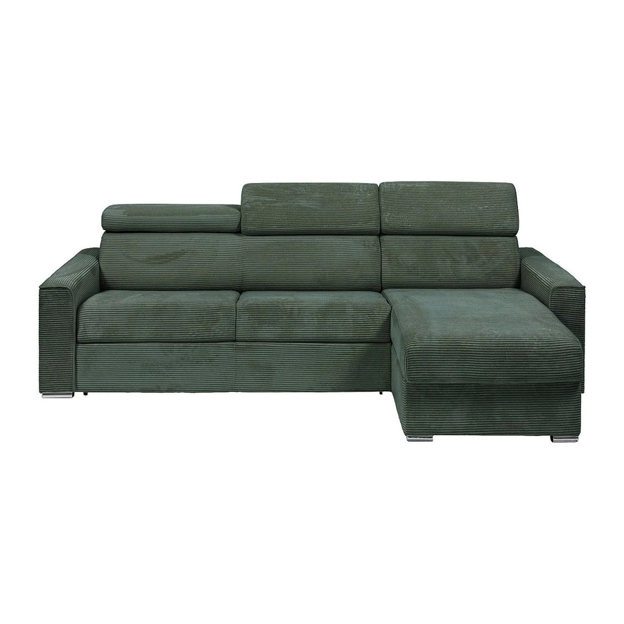 Vente-unique Schlafsofa Vizir in Grün, modernes L-Shape Sofa mit Cord-Bezug und Schaumstofffüllung, Breite: 302 cm - Bild 2