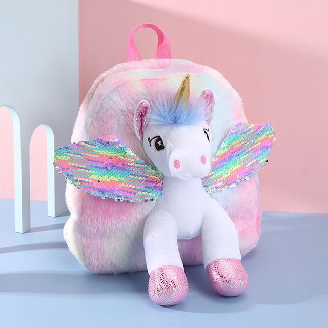 Kidsly Einhorn Plüsch Kindergarten Tasche, Rucksack, Mädchen, Rosa/Pink - Bild 1