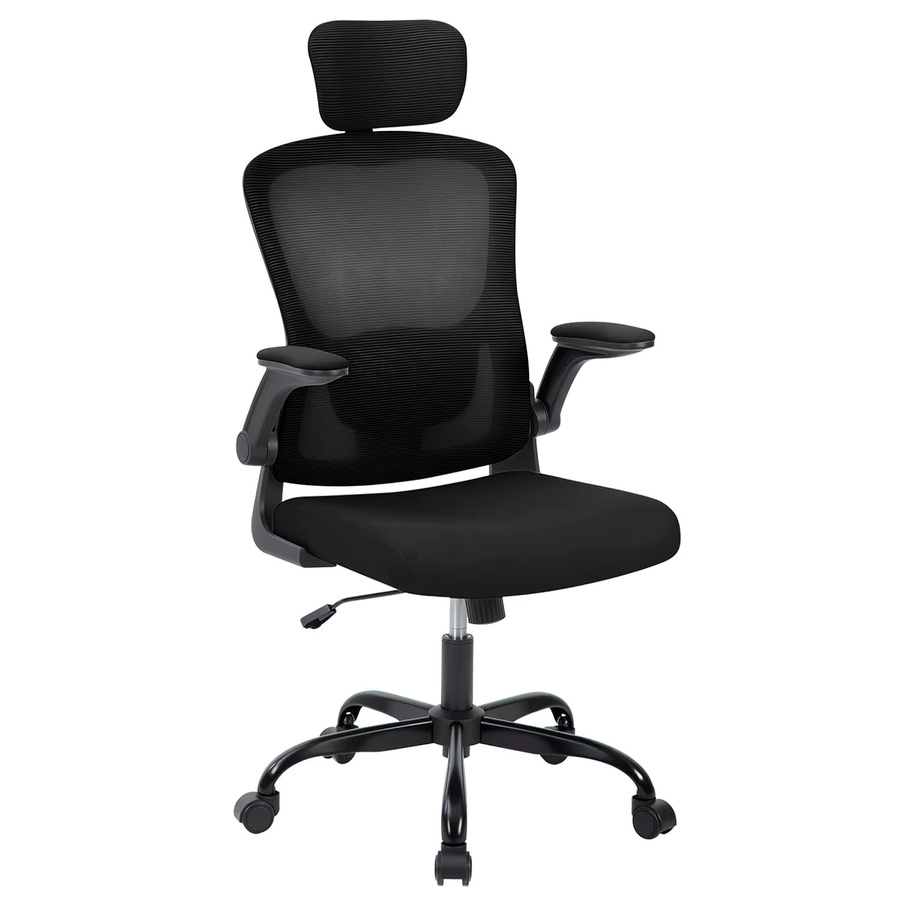Ergonomischer HobbyLane Bürostuhl aus Netzstoff in Schwarz mit hoher Rückenlehne, verstellbarer Kopfstütze und Lordosenstütze - Bild 7