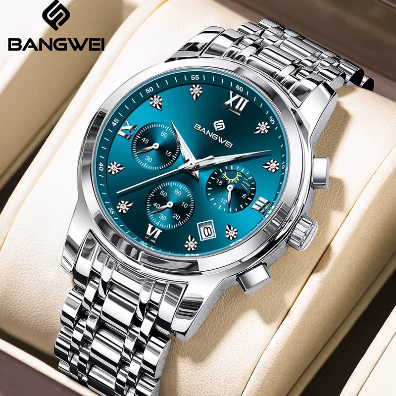 LIGE Armbanduhr Chronograph, Diamantbesetzt, Quarz, Edelstahl, Silber, Damen - Bild 6
