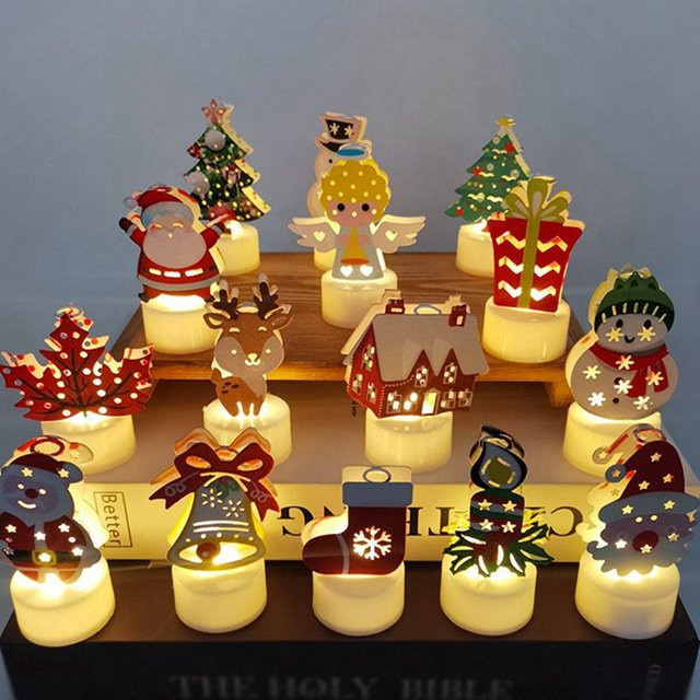 Ataozhekou Weihnachts Leuchtfiguren Schneemann und Weihnachtsmann als Tischdekoration für Kinder, Mehrfarbig - Bild 1