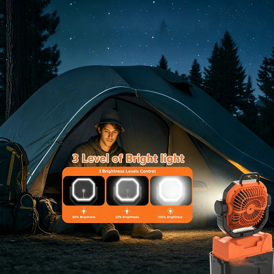 TIASTHAN Outdoor-Campingventilator mit 30000 mAh Akku, 6-Liter-Wassertank, Fernbedienung und Beleuchtung, tragbarer elektrischer Ventilator mit 4 Geschwindigkeitsstufen - Bild 6