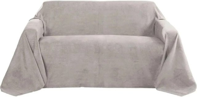 Beautissu Romantica Tagesdecke in Wildleder-Optik, Hellgrau, B/B: 210 x 280 cm - Bild 1