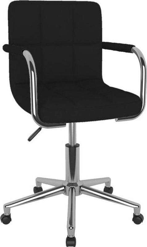 Vidaxl Esszimmerstuhl drehbar in Schwarz aus Stoff und Stahl mit Chrom-Details - Bild 1