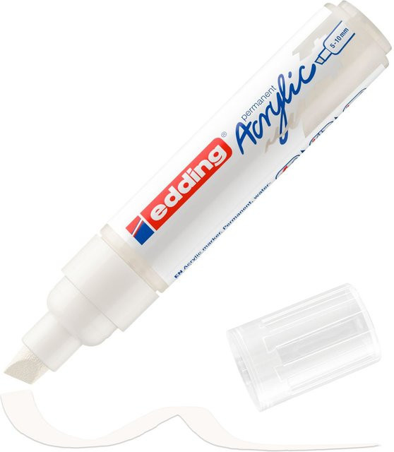 edding 5000 Acrylmarker Breit in Verkehrsweiß mit Keilspitze für permanente Markierungen - Bild 1
