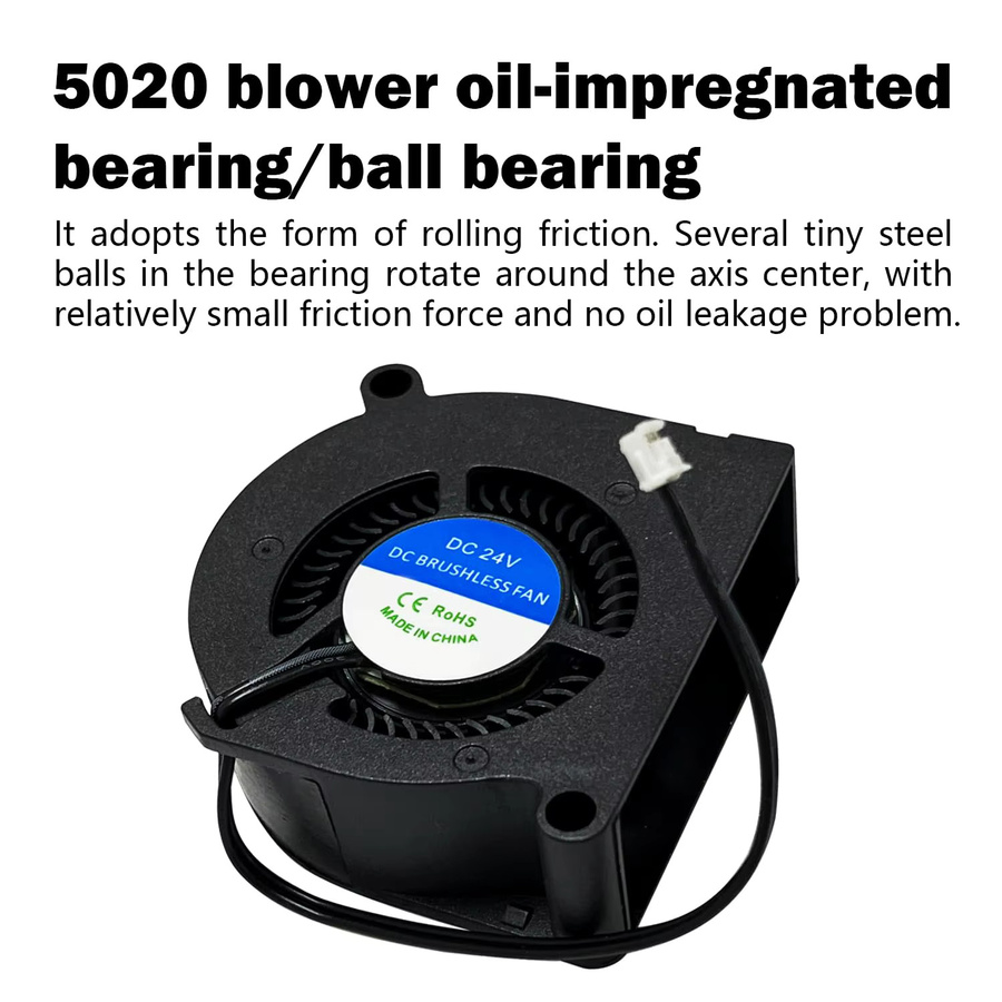 Anycubic Kobra S1 Hotend 24V DC Lüfter mit 5020 Doppelkugellager Gebläse für Axialkühlung, Schwarz - Bild 4