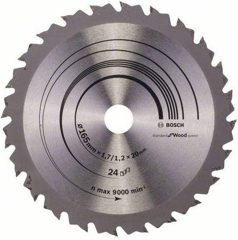 Bosch Speedline Wood Hartmetall Kreissägeblatt Silber, Durchmesser: 165 mm, Bohrung: 20 mm, Breite: 1,7 mm, 24 Zähne - Bild 1