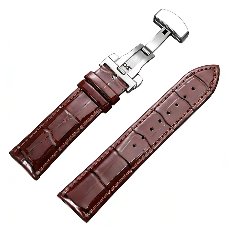 Uhrenarmband Leder, Schmetterlingsverschluss, Unisex - Bild 4