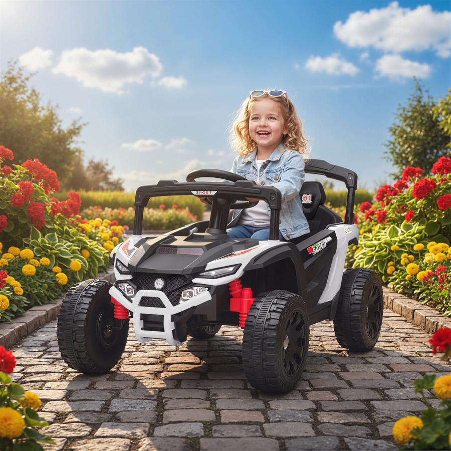 AIYAPLAY Elektro-Kinderauto 12V, UTV-Batterieauto, Weiß, ab 3 Jahre - Bild 2