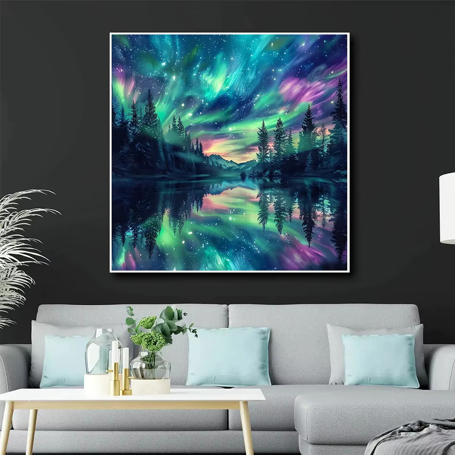 SDOYUNO DIY-Diamantgemälde Fantasy-Aurora Landschaft Mosaik Wanddekoration in Grau und Multicolour - Bild 2