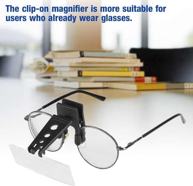 Qiilu Lupe Clip auf Brille, 1,5x, Schwarz - Bild 1