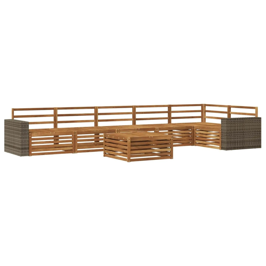 vidaXL Outdoor-Sofagarnitur aus Akazienholz in Braun, 7-teiliges Set mit Tisch und Polstern, B/T/H: 79 x 79 x 37 cm - Bild 2